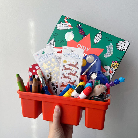 ORANJE-ROOD BAKJE MET HANDVAT (GROOT)