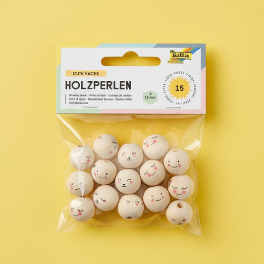 HOUTEN KRALEN MET GEZICHTJES