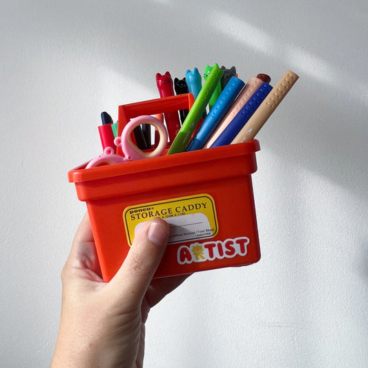 ROOD-ORANJE OPBERGBAKJE MET HANDVAT (KLEIN)