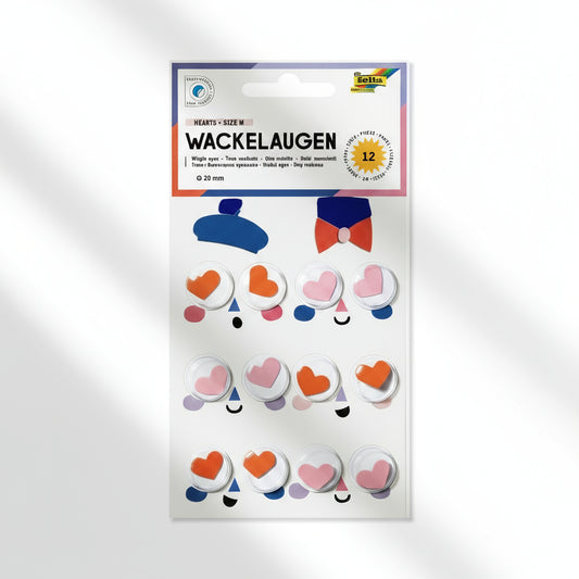 12 WIEBELOOGJES MET HARTJES (20 MM)