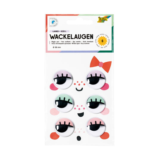 6 PLAKOOGJES MET WIMPERS (30 MM)