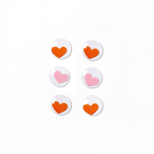 6 WIEBELOOGJES MET HARTJES (30 MM)