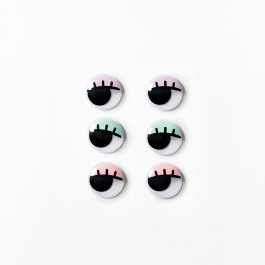 6 PLAKOOGJES MET WIMPERS (30 MM)