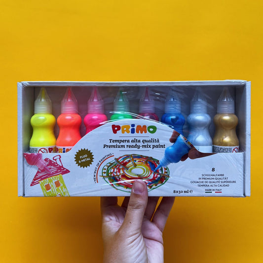 PLAKKAATVERF IN 8 SPUITFLESJES (FLUO+METALIC)