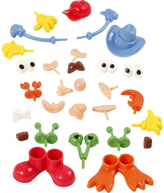 SET VAN 36 PLASTIC LICHAAMSDELEN VOOR KLEI