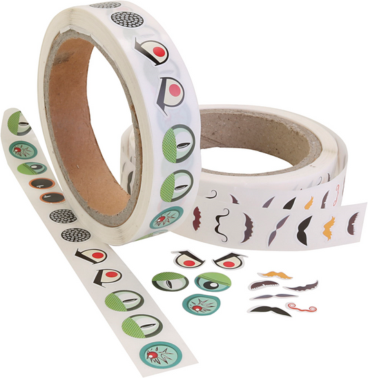 STICKERROL MET MONSTEROOGJES EN SNORREN